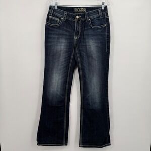 Rock & Roll Cowgirl Jeans Womens 28 Dark Wash Bootcut Embroidered Pocket